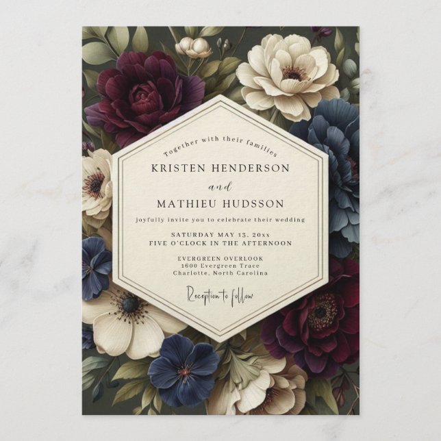 Invitación Slate Burgundy Baroque Wedding (Anverso)