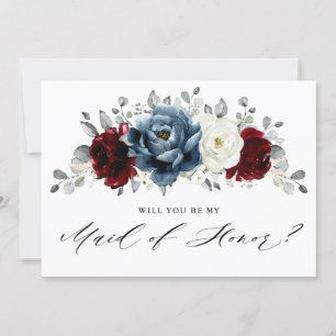 Invitación Slate Burgundy Ivory serás mi empleada de honor