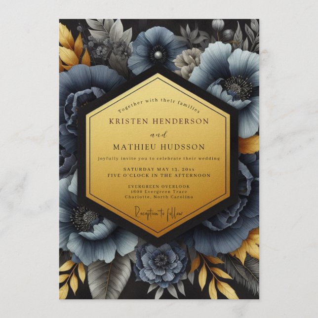 Invitación Slate Gilded Nocturne Wedding (Anverso)