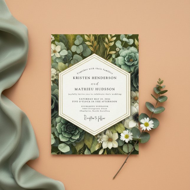 Invitación Slate Green Botanical Opulence Wedding (Subido por el creador)