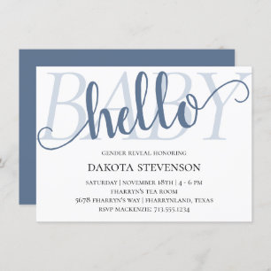 Invitación Slate Hello Baby   Duste Blue Script Shower