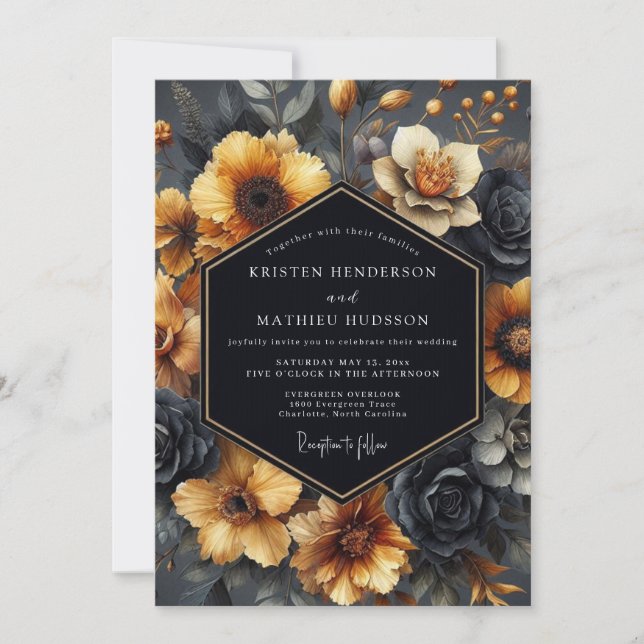 Invitación Slate Ochre Baroque Wedding (Anverso)