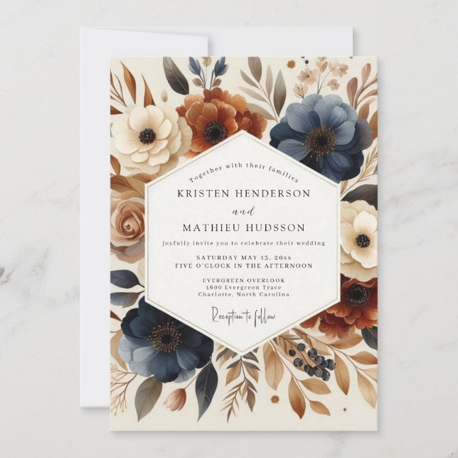 Invitación Slate Terracotta Autumnal Wedding (Anverso)