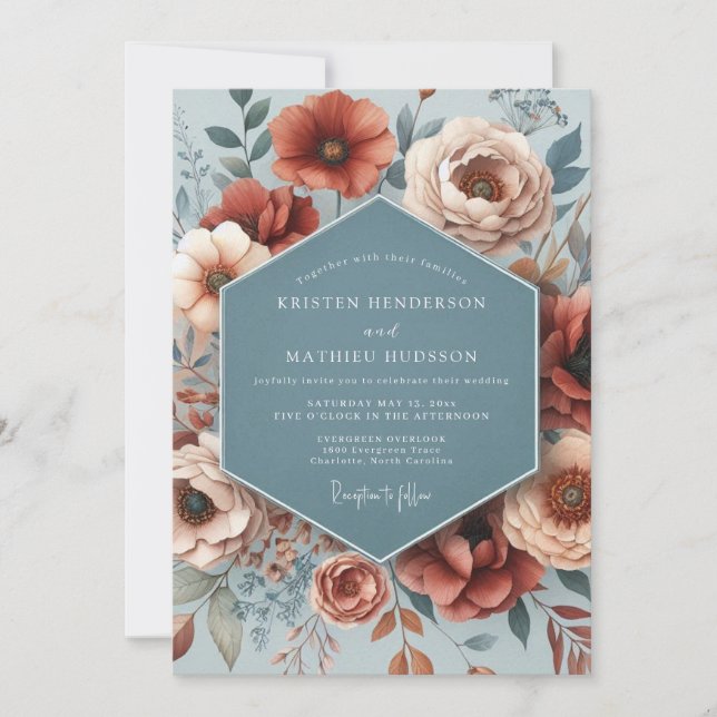 Invitación Slate Terracotta Poetic Wedding (Anverso)