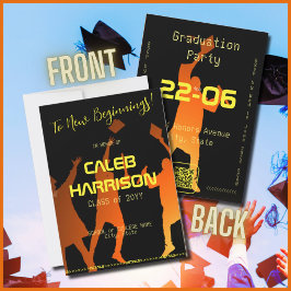 Invitación Sleek Black Modern Tech Graduation