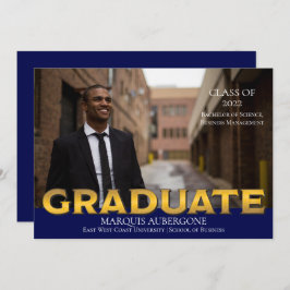 Invitación Sleek College | Graduado de foto de Univ Blue | Or