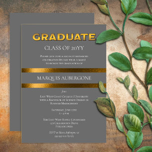 Invitación Sleek College   Gris Univ   Fiesta de graduación d