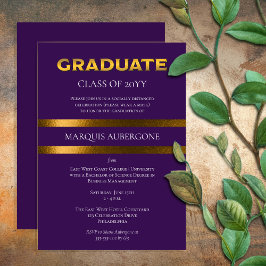 Invitación Sleek College | Púrpura Univ| Fiesta de graduación