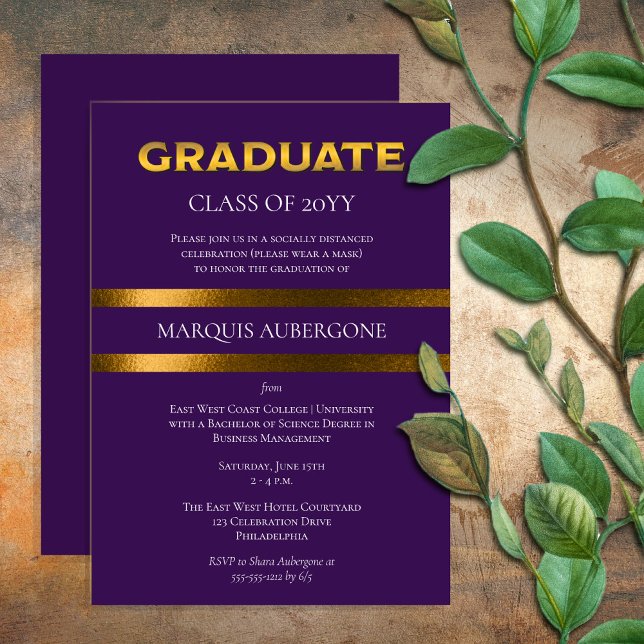 Invitación Sleek College | Púrpura Univ| Fiesta de graduación (Subido por el creador)