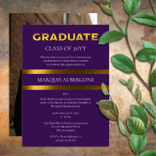Invitación Sleek College Púrpura Univ Fiesta de graduación