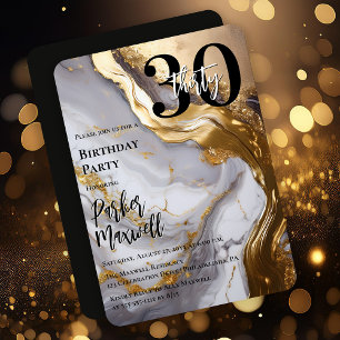 Invitación Sleek Gold   Partido de los Años 30 del Mármol Bla