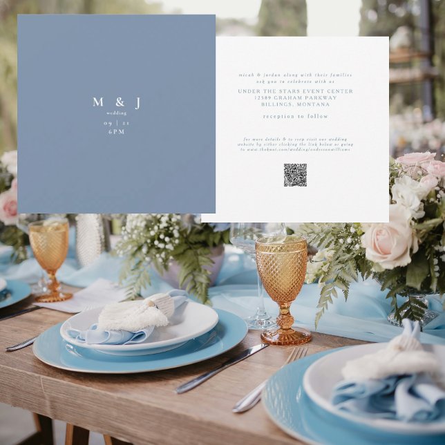 Invitación Sleek & Simple Modern Periwinkle Square Wedding (Subido por el creador)