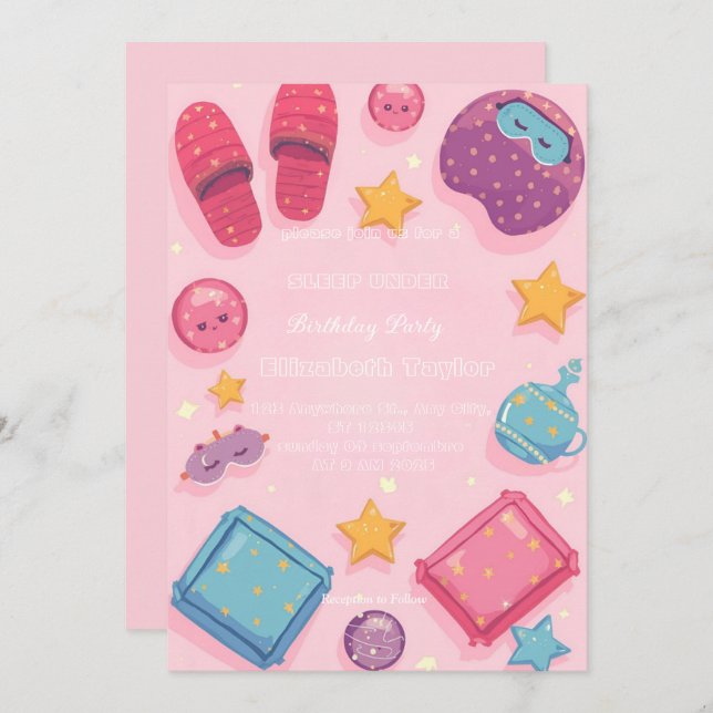 Invitación Sleep Under Party  Invitation (Anverso / Reverso)