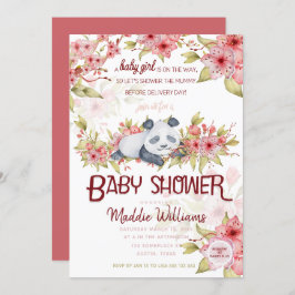 Invitación Sleepe Baby Panda Pink Cherry Blossom Baby Shower