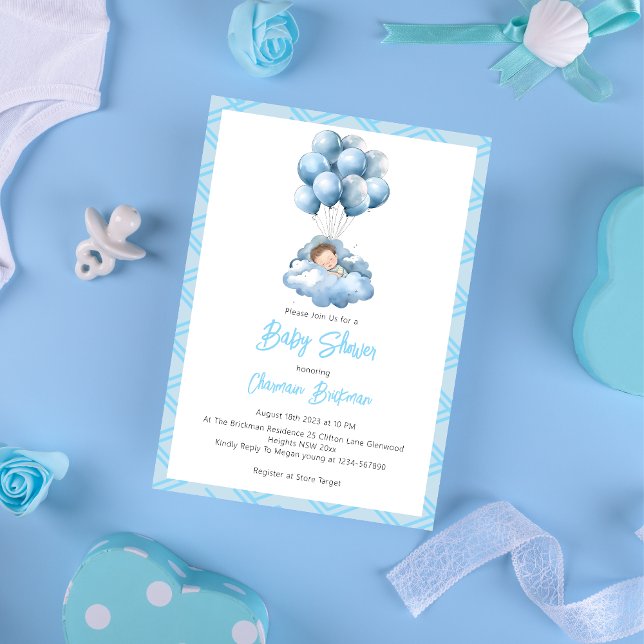 Invitación Sleeping Baby Nubes Boy Baby Shower (Subido por el creador)