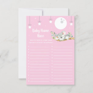 Invitación Sleeping Koala Baby Shower Game Baby Name Race Inv