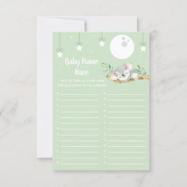 Invitación Sleeping Koala Baby Shower Game Baby Name Race Inv