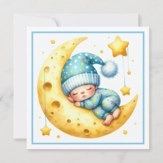 Invitación Sleeping with the Moon Boy's Baby Shower