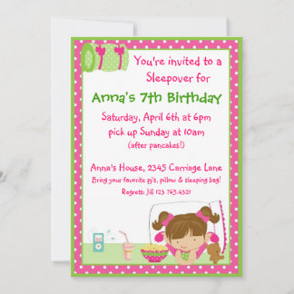 Invitación Sleepover Brunett