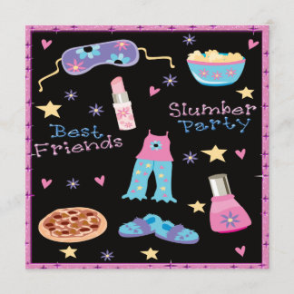 Invitación Sleepover de la fiesta de pijamas de los mejores