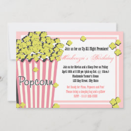 Invitación Sleepover de película de palomitas