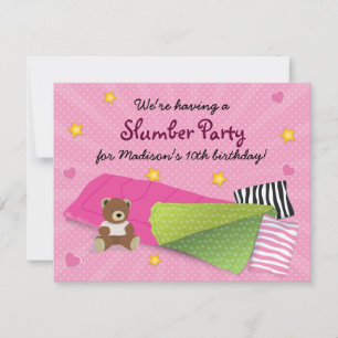 Invitación Sleepover Fiesta Rosa