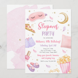 Invitación Sleepover Fiesta Slumber Chica Spa Cumpleaños Rosa