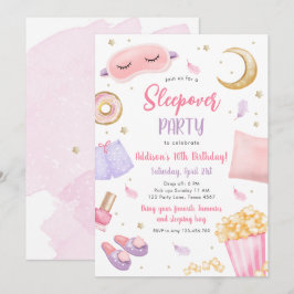 Invitación Sleepover Fiesta Slumber Chica Spa Cumpleaños Rosa