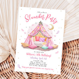 Invitación Sleepover Fiesta Slumber Glaming Tent Cumpleaños