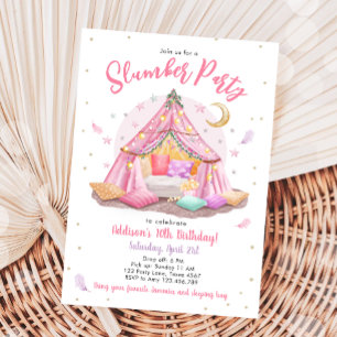 Invitación Sleepover Fiesta Slumber Glaming Tent Cumpleaños