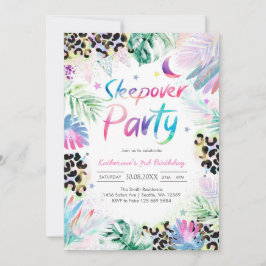 Invitación Sleepover Leopard Party Birthday Invitation