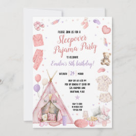 Invitación Sleepover Pajama Birthday Party