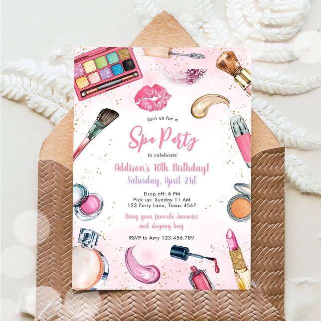 Invitación Sleepover Party Girl Spa Pink Birthday Invitation (Subido por el creador)