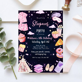 Invitación Sleepover Party Girl Spa Pink Birthday Invitation