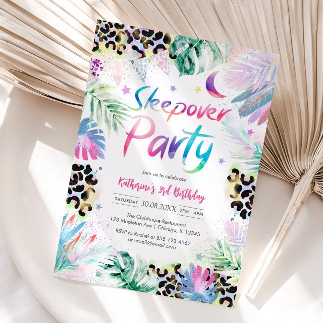 Invitación Sleepover Party Leopard Jungle Birthday Invitation (Subido por el creador)