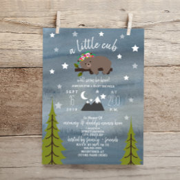 Invitación Sleepy Bear Cub Baby Shower de 6,5" x 8,75"