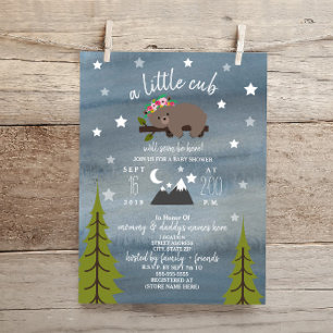Invitación Sleepy Bear Cub Baby Shower de 6,5" x 8,75"