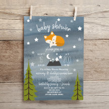 Sleepy Fox Mountains Watercolor Baby Shower