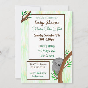 Invitación Sleepy Koala Tema Baby Shower
