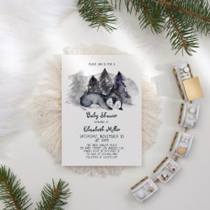 Invitación Sleepy Penguin Baby Boy Baby Shower