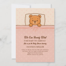 Sleepy Teddy Bear Light Baby Shower Rosa