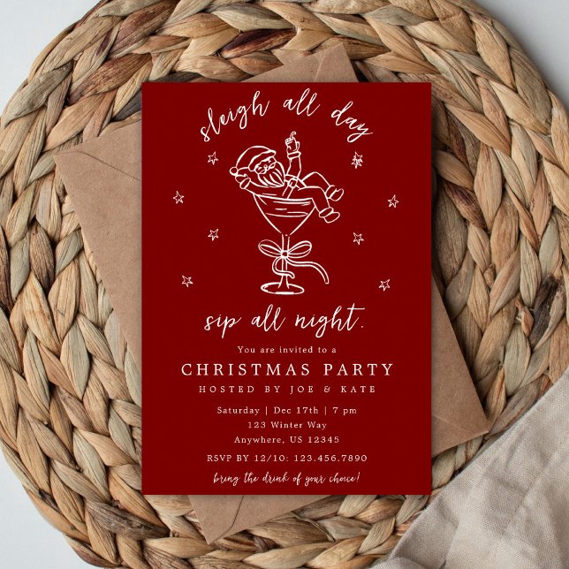 Invitación Sleigh and Sip Christmas Party  (Subido por el creador)