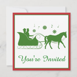 Invitación Sleigh de moda con copos de nieve