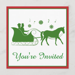 Invitación Sleigh de moda con copos de nieve