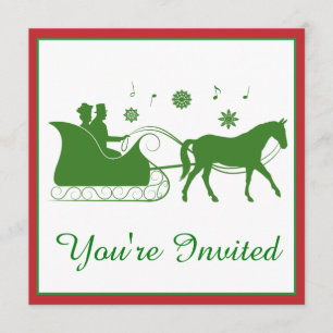 Invitación Sleigh de moda con copos de nieve