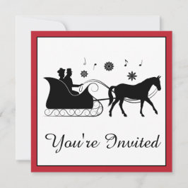 Invitación Sleigh de moda con copos de nieve