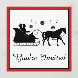 Invitación Sleigh de moda con copos de nieve