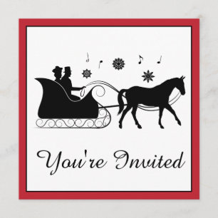 Invitación Sleigh de moda con copos de nieve