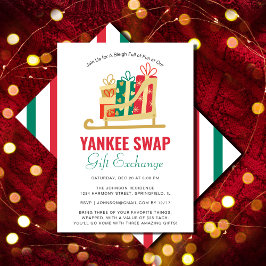 Invitación Sleigh Gift Box Yankee Swap Fiesta de intercambio