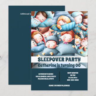 Invitación Slepover durmiendo niños baboso pajama personaliza